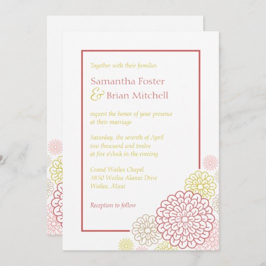 春開花結婚式招待状 招待状 (正面/裏面)