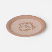 春開花赤ちゃんシャワーピンクの花Bohoパーティー ペーパープレート (アングル)