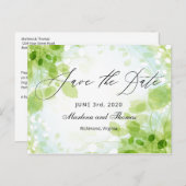 春離れ水の色の結婚式の日付を保存 案内ポストカード (正面/裏面)