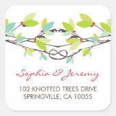 春離れ結びラブツリーお洒落結婚ズ スクエアシール (正面)
