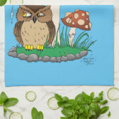 春雨シャワーフクロウキノコ キッチンタオル (折り畳み)