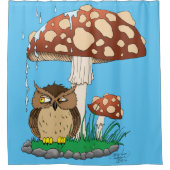 春雨シャワーフクロウキノコ シャワーカーテン (正面)