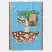 春雨シャワーフクロウキノコ スローブランケット (正面縦)