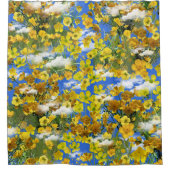 春雲の中の花バターカップ シャワーカーテン (正面)