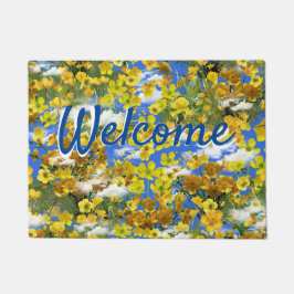 春雲の中の花バターカップ ドアマット