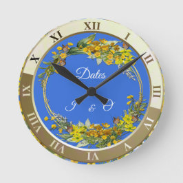 春雲の中の花バターカップ ラウンド壁時計