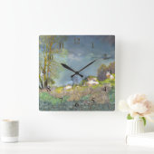 春雷雨 スクエア壁時計 (ホーム)