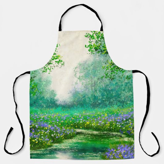 春風景油絵、森。 エプロン (正面)