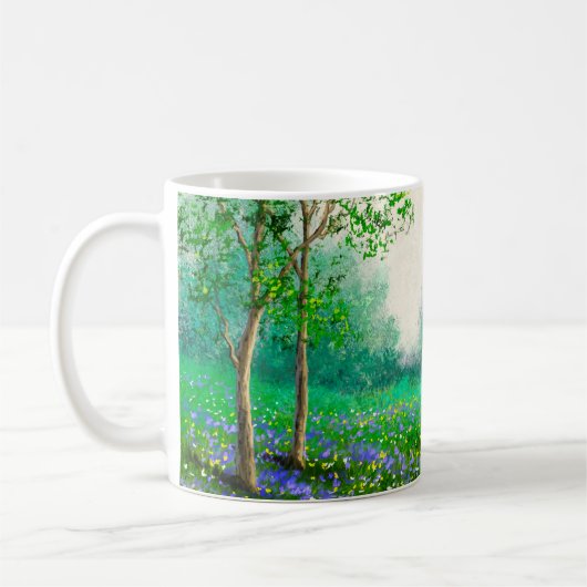 春風景油絵、森。 コーヒーマグカップ (左)