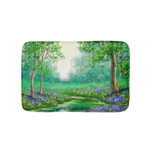 春風景油絵、森。 バスマット (正面)