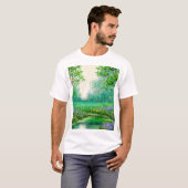 春風景油絵、森。 Tシャツ (正面フル)
