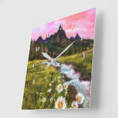 春風景 – 開花 – オリジナル絵画ズ スクエア壁時計 (傾斜)