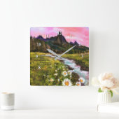 春風景 – 開花 – オリジナル絵画ズ スクエア壁時計 (ホーム)