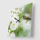 春飛んでいるの花へ スクエア壁時計 (傾斜)