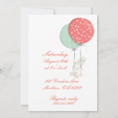 春飛んでいるバニー誕生日招待状 招待状 (裏面)