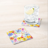 春鮮やかの水彩花結婚の色 スクエアペーパーコースター (インサイチュ)