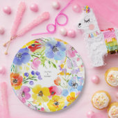 春鮮やかの水彩花結婚の色 ペーパープレート (パーティー)