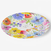 春鮮やかの水彩花結婚の色 ペーパープレート (アングル)