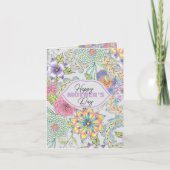 春鮮やかの花と緑の母の日 カード (正面)