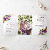 春鮮やかフローラのブーケ結婚写真 三つ折り招待状 (内部)