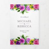 春鮮やかフローラのブーケ結婚写真 三つ折り招待状 (カバー)