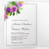 春鮮やかフローラのブーケ結婚写真 三つ折り招待状 (内部最初)
