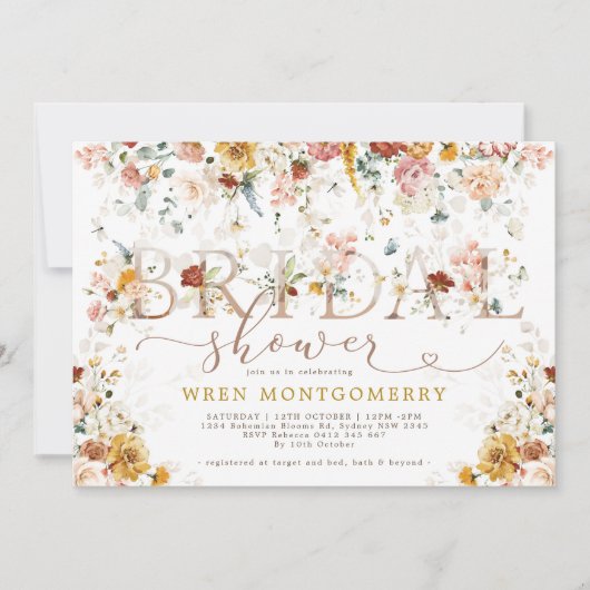 春鮮やかワイルドフラワーガーデンブライダルシャワー 招待状 (正面)