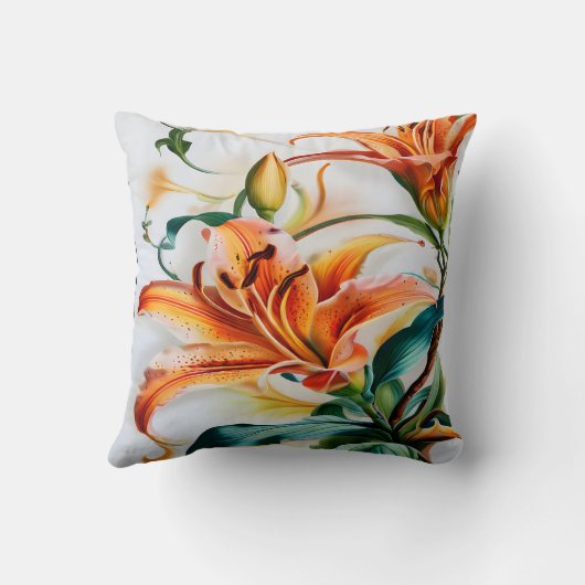 春鮮やか中の開花のオレンジ色のユリ クッション (裏面)