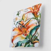 春鮮やか中の開花のオレンジ色のユリ スクエア壁時計 (傾斜)