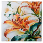 春鮮やか中の開花のオレンジ色のユリ タイル (正面)