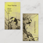 春鳥の花の木の茶色の黄色フローラ 名刺 (正面/裏面)