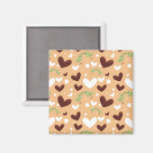 春鳥ラブカップル甘いチョコレートハート マグネット (正面/裏面)