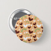 春鳥ラブカップル甘いチョコレートハート 缶バッジ (正面&裏面)