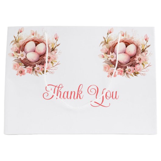 春鳥巣赤ちゃんシャワー ラージペーパーバッグ (正面)