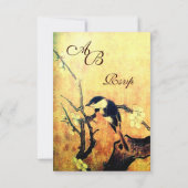 春鳥花ツリーモノグラムイエローブラウンRSVP 出欠カード (裏面)