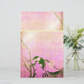 春鳥花ピンク明るい赤紫色 便箋 (スタンド正面)