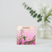春鳥花モノグラムピンクブラウン スクエア名刺 (スタンド正面)