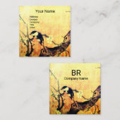 春鳥花モノグラム黄褐色 スクエア名刺 (正面/裏面)