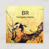 春鳥花モノグラム黄褐色 スクエア名刺 (裏面)