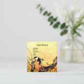 春鳥花モノグラム黄褐色 スクエア名刺 (スタンド正面)