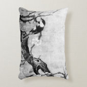 春鳥花白黒灰色 アクセントクッション (正面(垂直))