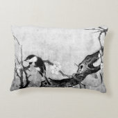 春鳥花白黒灰色 アクセントクッション (裏面)