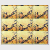 春鳥花黄褐色 ラッピングペーパー (フラット)