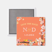 春鳥裏庭の結婚式の日付を保存 マグネット (正面/裏面)