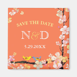 春鳥裏庭の結婚式の日付を保存 マグネット