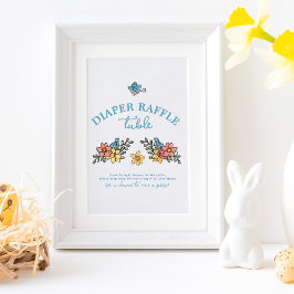 春鳥赤ちゃんシャワーおむつラッフルテーブルサイン ポスター