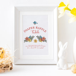 春鳥赤ちゃんシャワーおむつラッフルテーブルサイン ポスター