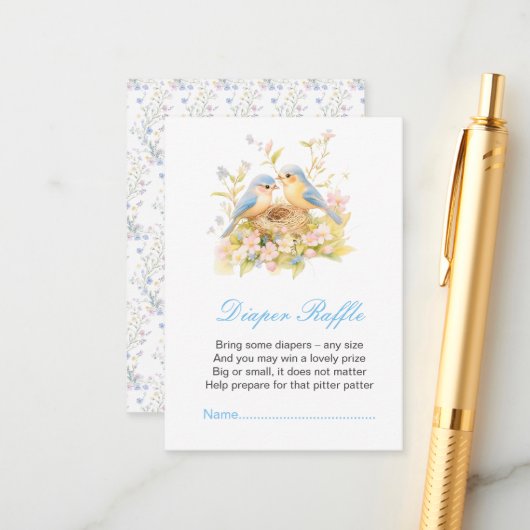 春鳥赤ちゃんシャワーおむつラッフル エンクロージャーカード (正面/裏面インサイチュ)