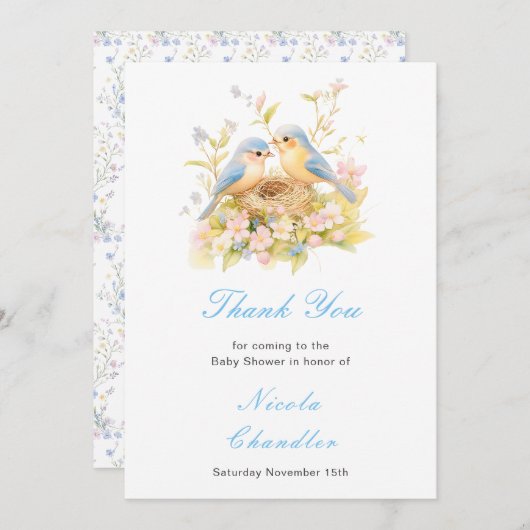 春鳥赤ちゃんシャワー サンキューカード (正面/裏面)