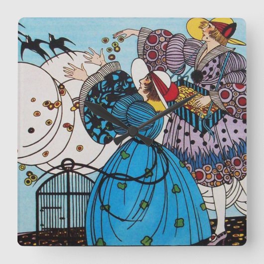 春鳥/美しいファッション衣装デザイナー スクエア壁時計 (正面)